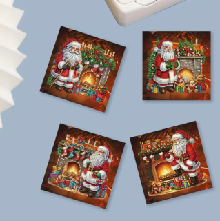 Preview: Diamond Painting 6er-Set Weihnachtskarten mit Santa-Claus